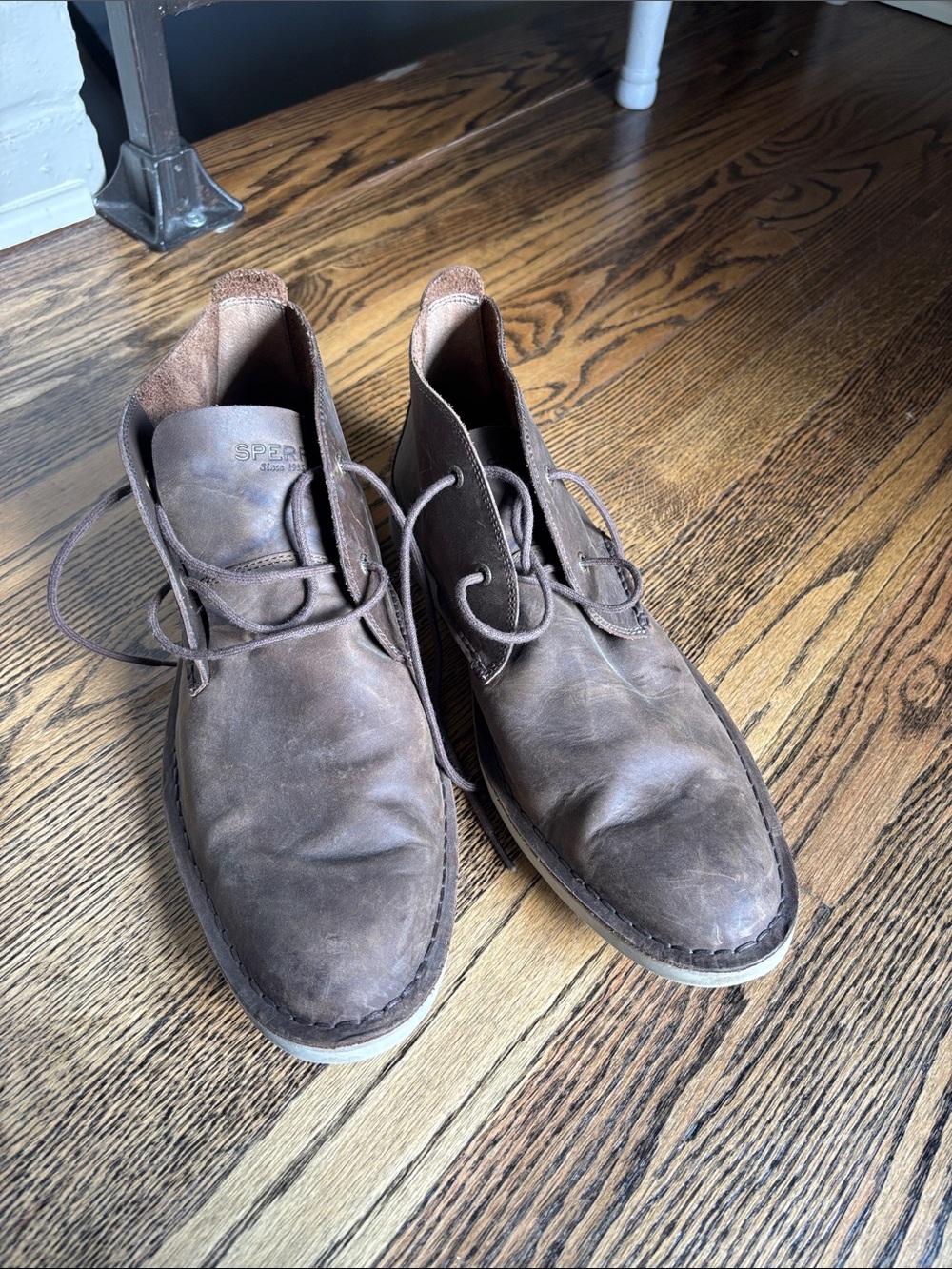 Sperry Brown Leather Chukka Boots with Lace-Up Closure